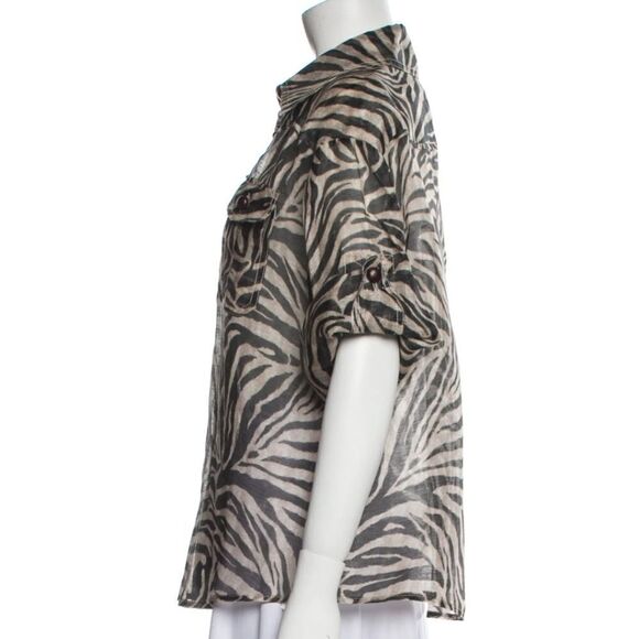 Zimmermann Corsage Safari Linen Silk Blend Animal Print Top Size 0/ US Size 4 - Picture 14 of 15